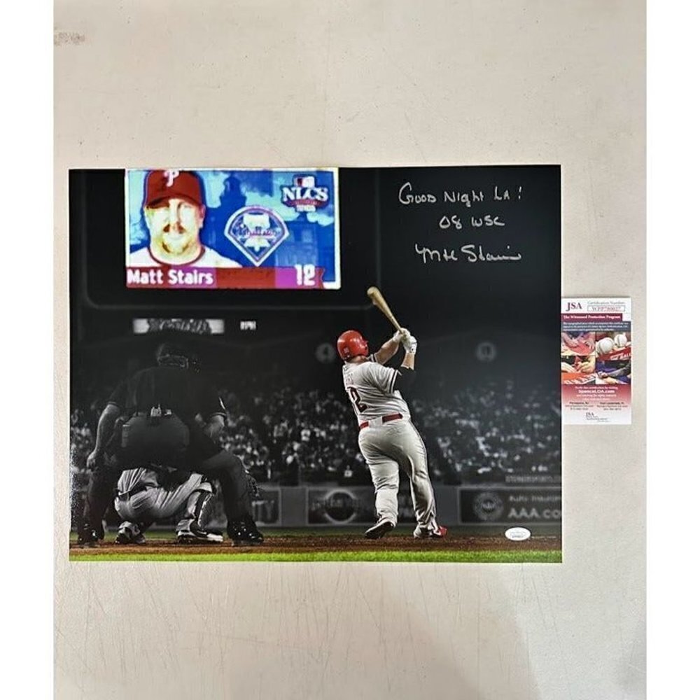 Matt Stairs signed "Goodnight" autographed Philadelphia Phillies 16x20 Photo JSA